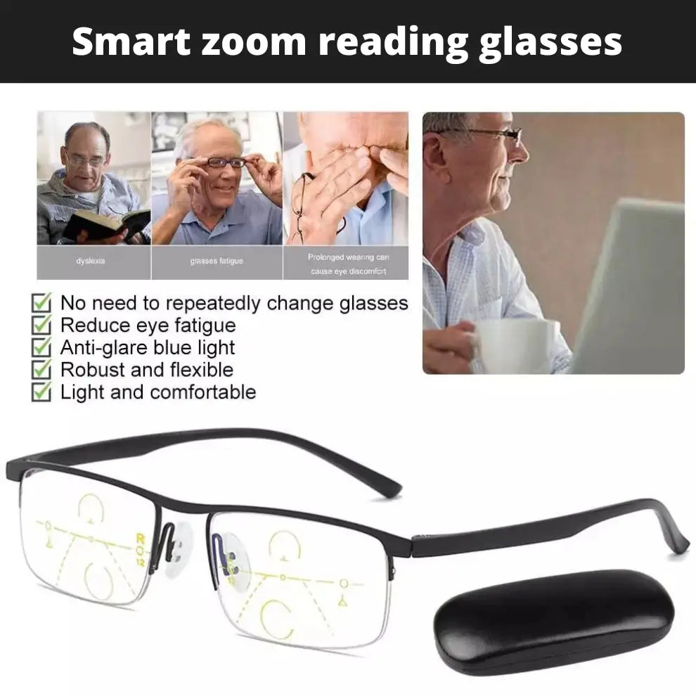 Voezra™ Auto-Focus Reading Glasses – One Pair Adjusts to Your Prescription Needs for Reading, Screens & Everyday Use