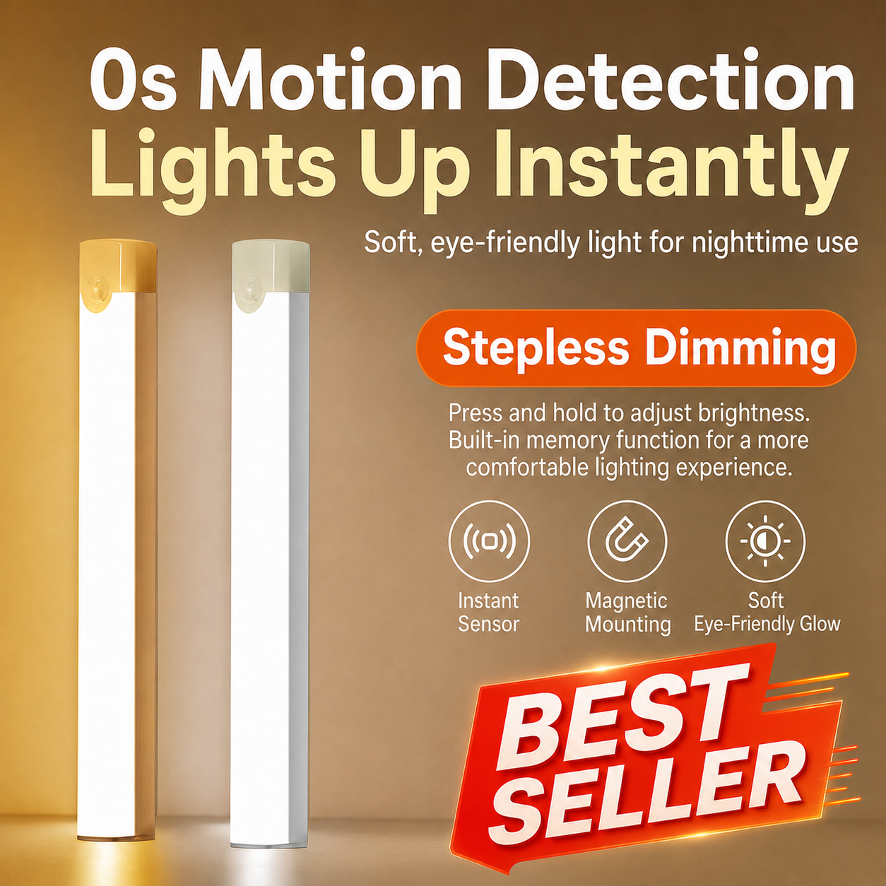 LED Motion Sensor Light, Magnetic Rechargeable Cabinet Light for Liquor Cabinets & Closets